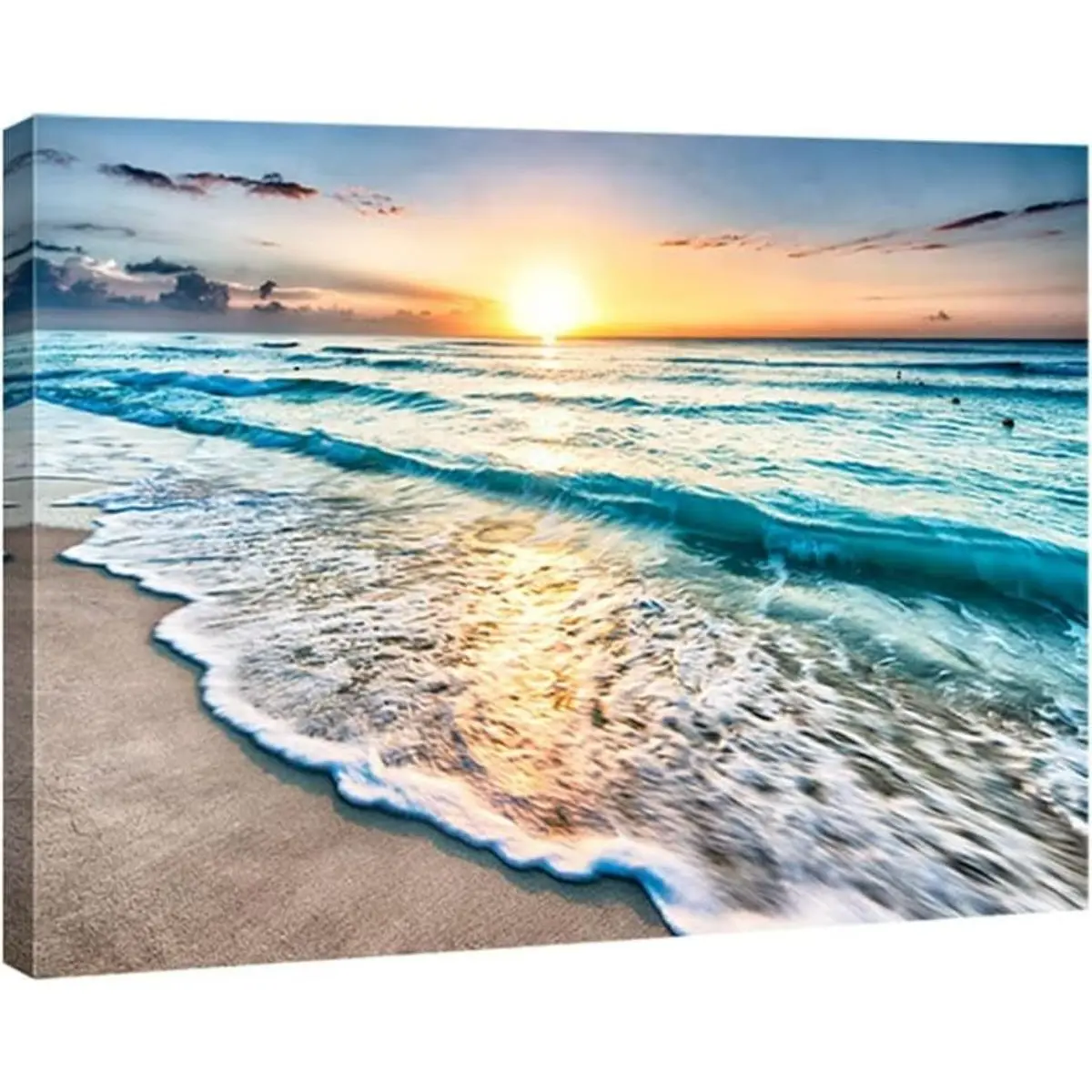Beach Sunset Coastal Canvas Wall Art Prints - Ocean Waves & Sky Scene, Home Decor for Living Room Bedroom, Ideal Gift for Home Decor Enthusiasts