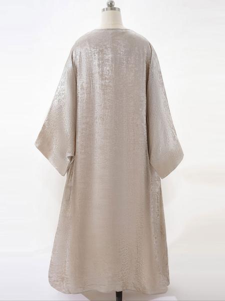 Women's Glossy Solid Batwing Sleeve Abaya without Hijab, Elegant Long Sleeve Open Front Abaya for Party Holiday Daily Wear, Summer Outfits 2024, Muslim Clothes for Women, Loose Abayas