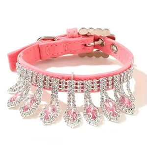 Adjustable Pet Jewelry Collar & Leash Set, Stylish Decorative Walking Accessory for Small Dogs, Cats & Small Animals