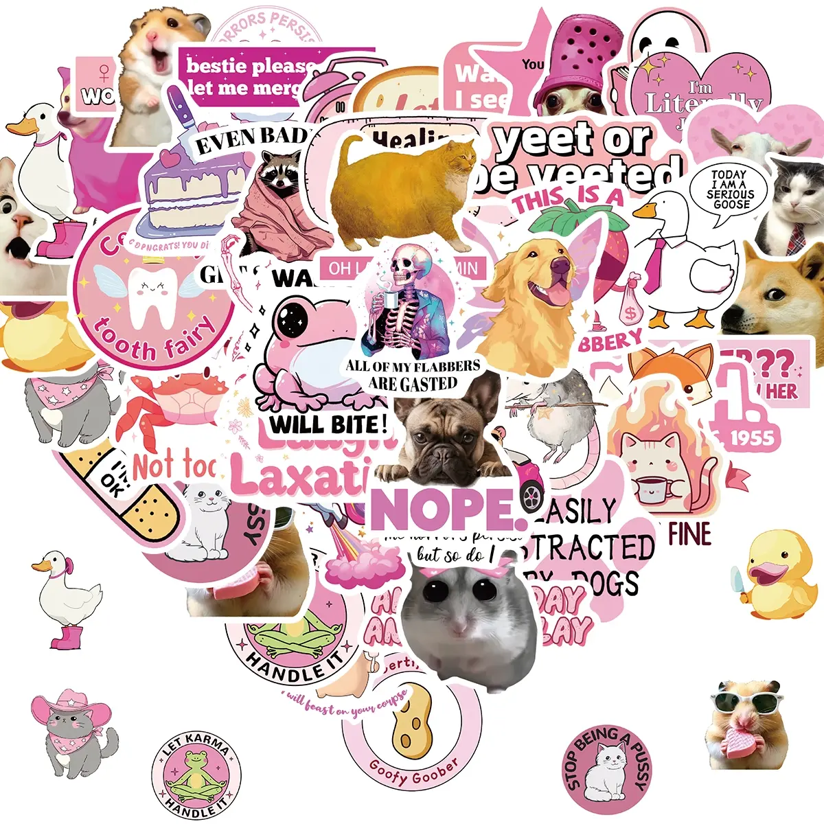 50 PCS Pink Funny Stickers for Adult,Pink Meme Stickers for Women,Waterproof Cool Sticker for Water Bottles,Laptop,Scrapbooking,Funny Gifts for Adult,Woman