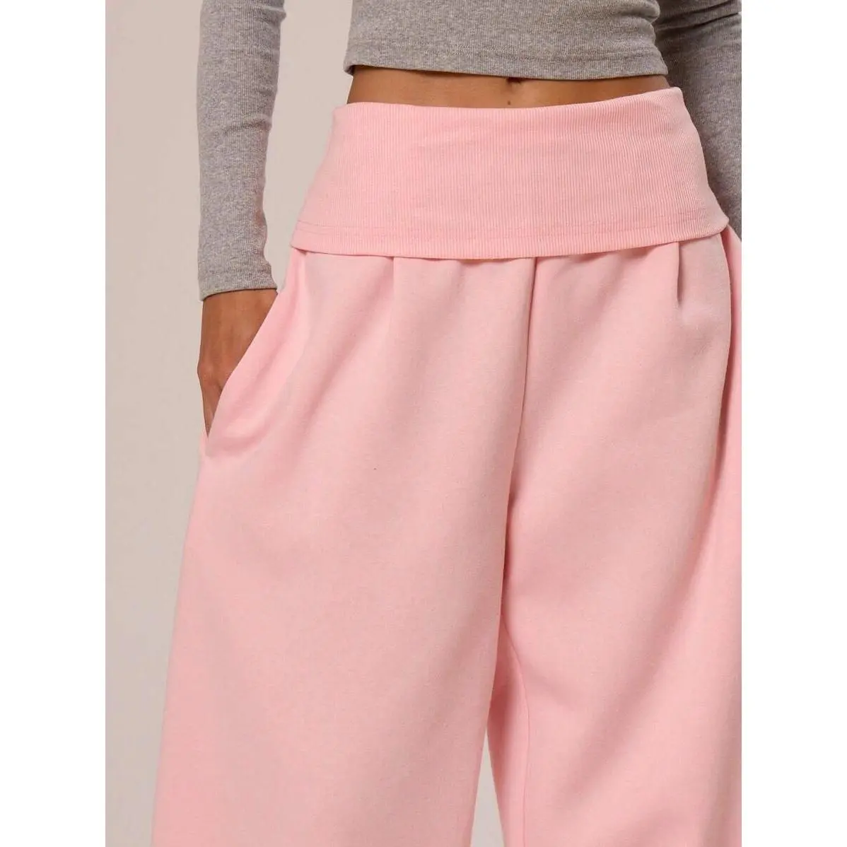 MUSERA Extreme Wide Leg Fold Over Waist Sweatpants Airport Casual Summer Pants Joggers Lounge Holiday Vacation