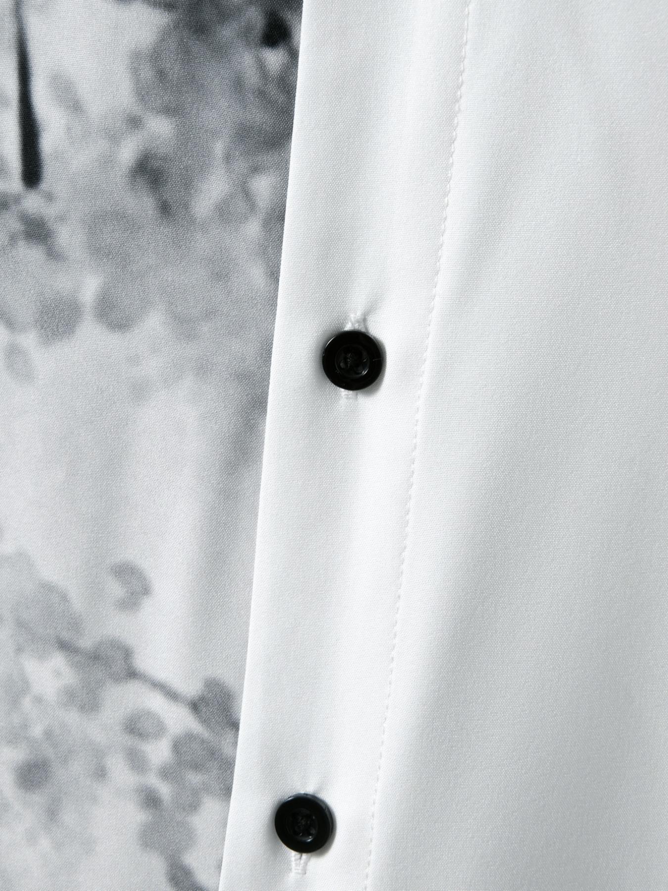 Men's Regular Fit Leaf & Floral Print Button Front Shirt without Tee & Necklace, Casual Comfy Short Sleeve Stand Collar Top for Spring & Summer, National Day Clothing, Casual Stylish Menswear, Fashion Men's Clothes for Daily Wear