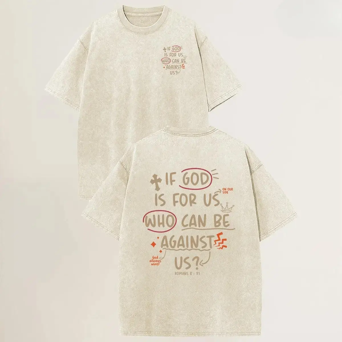 Women's Vintage Washed Faith Graphic T-Shirt - Soft Cotton, Relaxed Fit, Round Neck, Short-Sleeve Streetwear - Inspirational Christian Casual Daily Top for Women, Tshirt, Shortsleeve, Graphic Tees Women