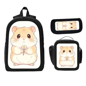 Kawaii Pet Hamster Backpack Set, Waterproof Large‑Capacity School Bag, Back‑to‑School Gift for Little Girls