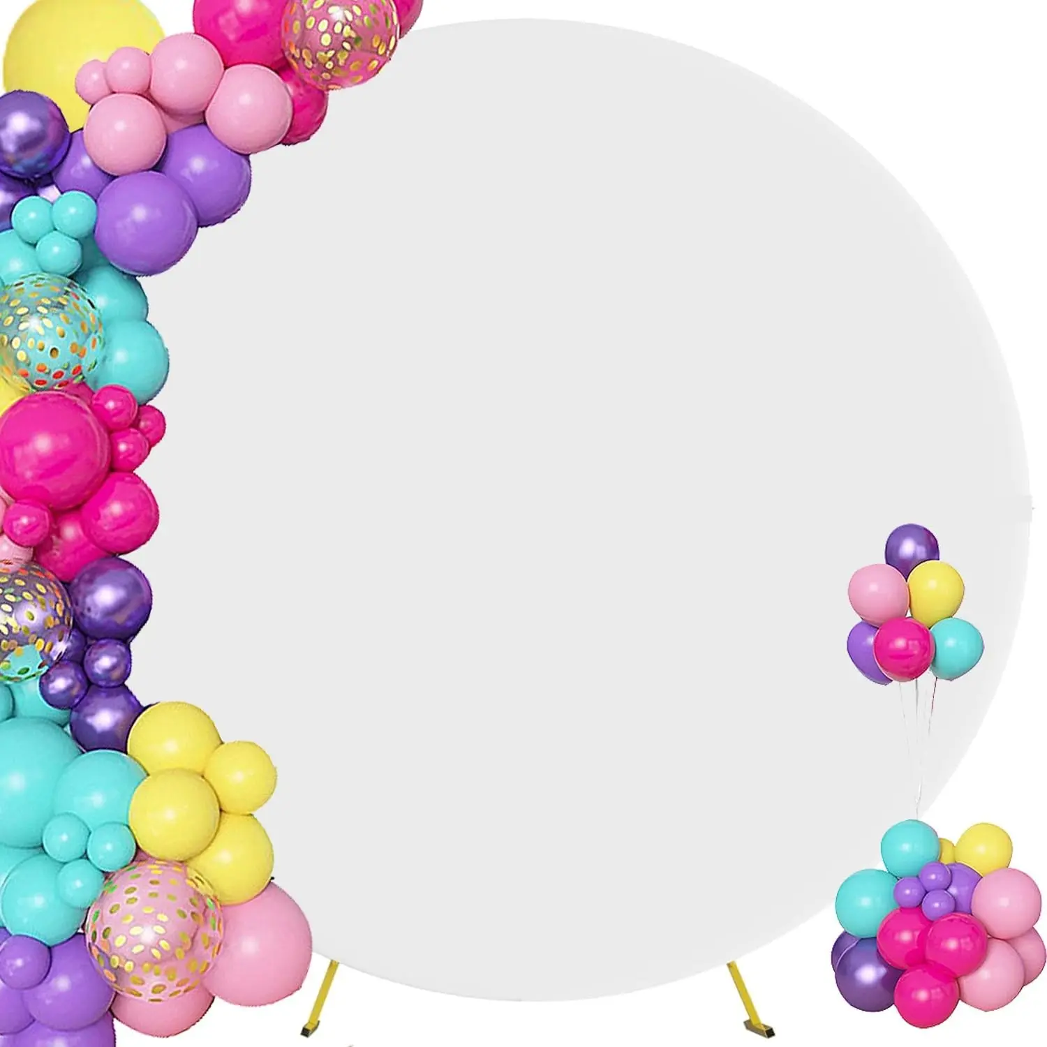 7.2FT White Round Arch Backdrop Covers Stretchy Arch Stand Covers Spandex Round Cover Backdrop,Circle Balloon Arch Cover,For Wedding Party Birthday Baby Shower Arch Decoration With Buckles