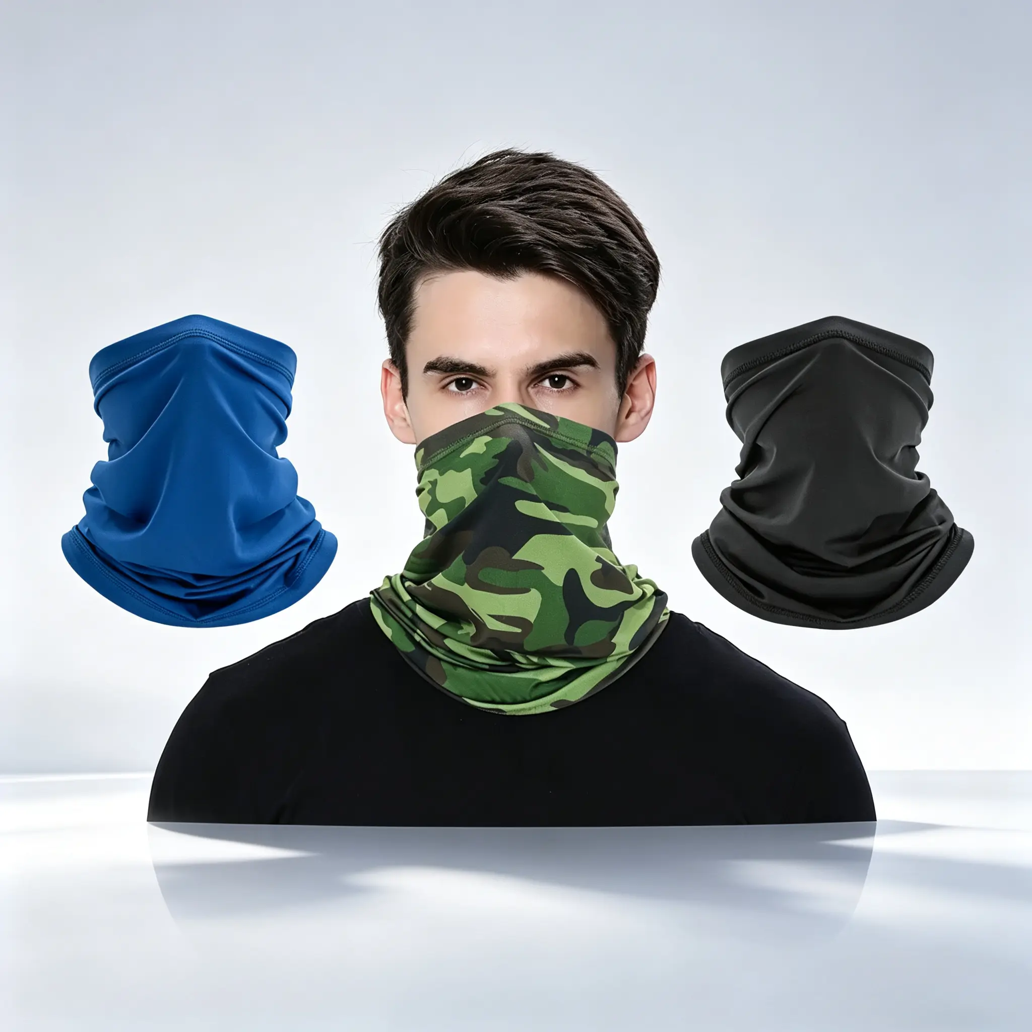 Unisex 6-Pack Cotton Camouflage Neck Gaiters Face Covers - Seamless, Quick Dry, 1-Size Protective Gear, Multi-Functional Bandana Scarf Balaclava Headband, Sports & Outdoor Accessories for Adults