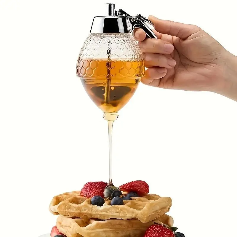 Honey Dispenser with Stand, Multifunctional Kitchen Tool, Kitchen Gadget for Syrup, Sauce, Seasoning, Olive Oil, Chocolate, Condensed Milk