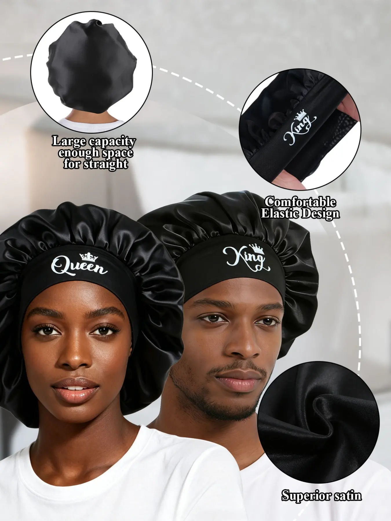 Women's Satin Sleep Hat Hair Protector, Couples Sleep Cap, Soft Comfortable Design, Ideal for Night Use, Fashionable Women's Headwear