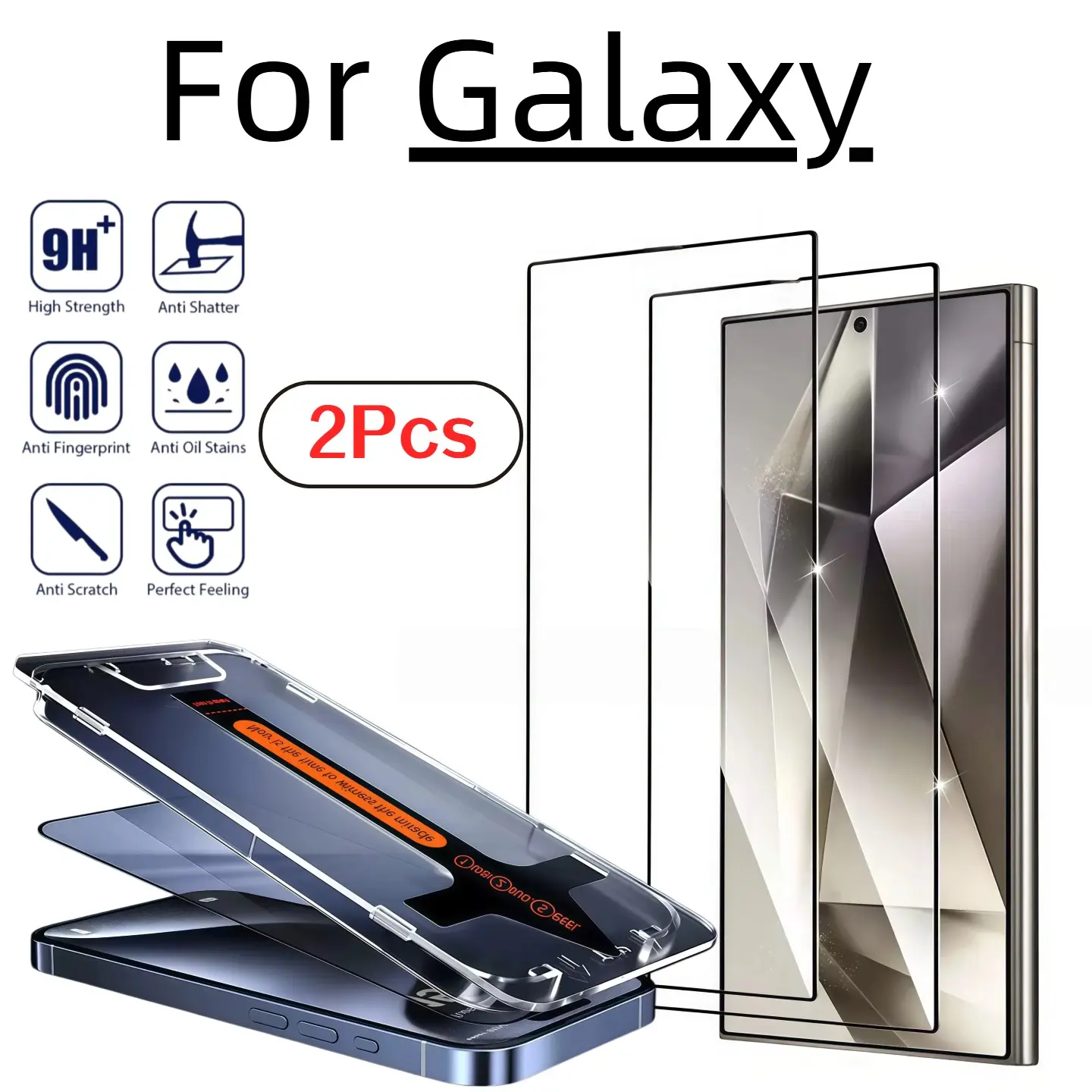 2-Pack Samsung Galaxy Screen Protector, 9h Hardness, Ultrasound Fingerprint Unlock, Bubble-Free Installation, Durable Protection
