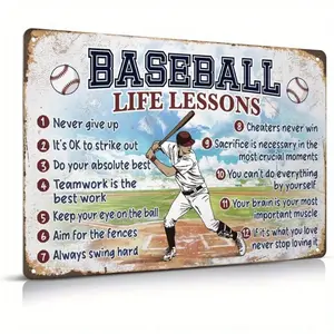 Vintage Baseball Decor Baseball Metal Sign Boys Room Baseball Gift Boys Baseball Metal Baseball Mural - Baseball Life Theme Sign 12x8 Inch