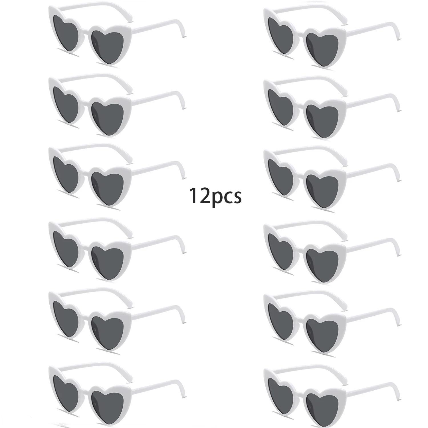 Heart Shaped Sunglasses, 12pcs/set Trendy Heart Sunglasses, Fashion Accessory for Bridal Shower, Bachelor Party, Wedding, Birthday