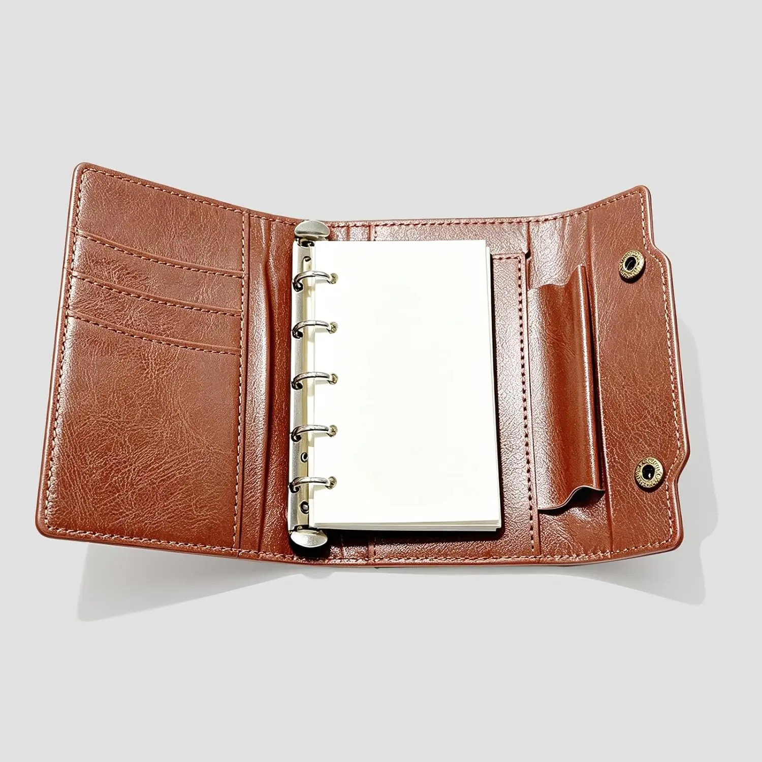 XIAMUY Pocket Notebook 5.12x3.94’’, 100 Sheets Refillable Paper, For Travel | A6 Size, Blank Paper, Cards Slots, Pen Holder, Leather Hardcover Notepad For Office, Sketch, Memo, Journal
