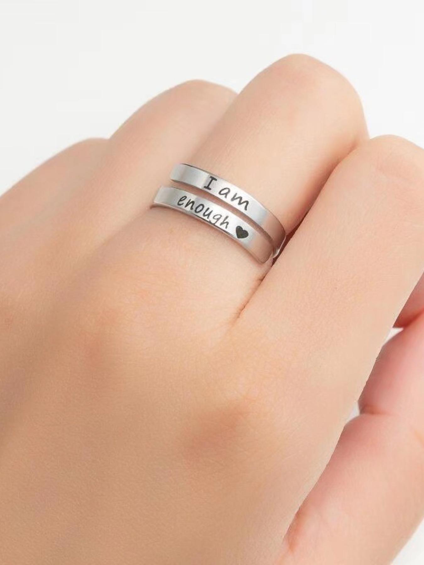 Simple Letter Engraved Cuff Ring, Adjustable Ring for Women & Men, Fashion Accessories for Daily Wear, Trendy All-match & Exquisite Jewelry for Birthday Gift, Wedding Promise Rings