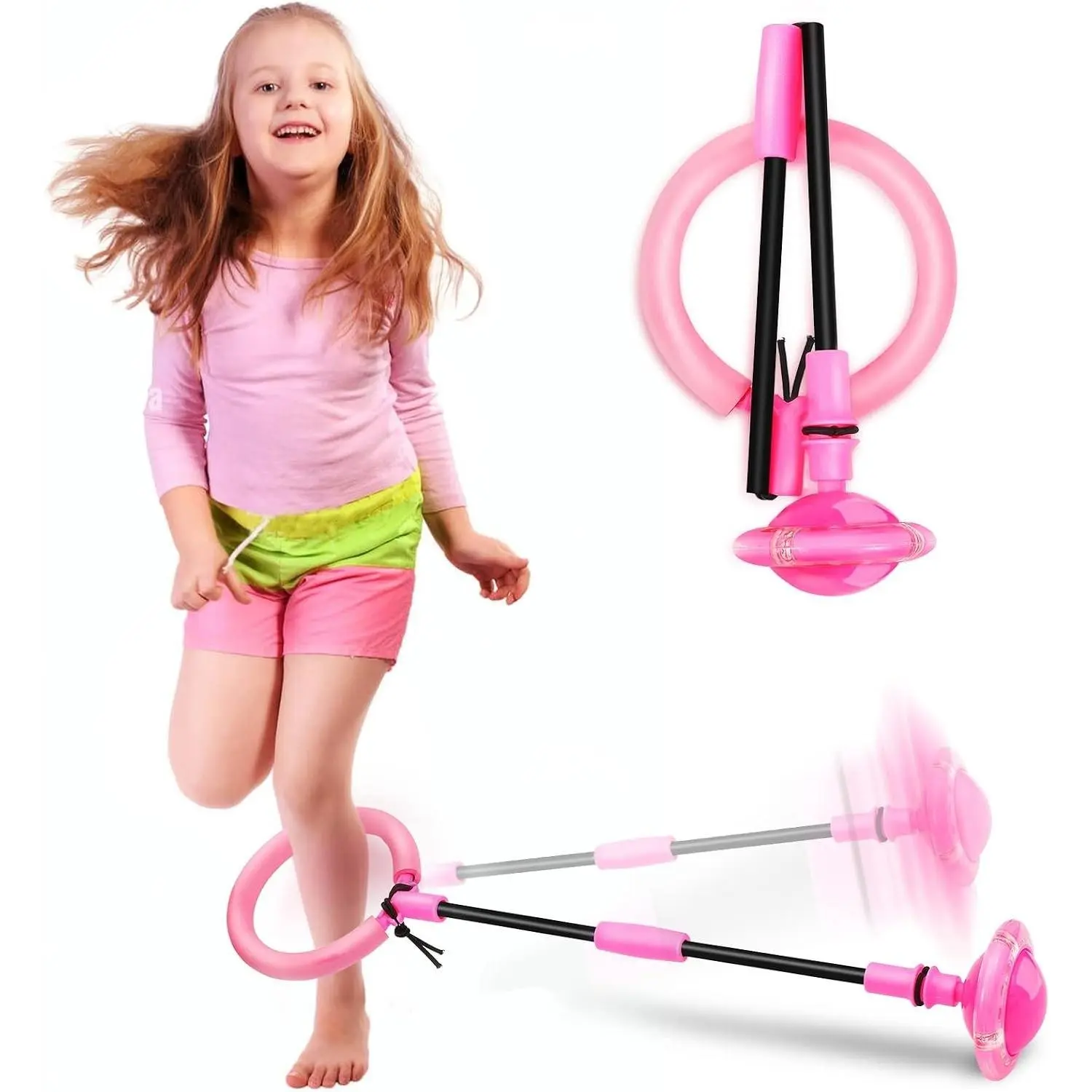 Skip Ball, Portable Foldable Colorful Flash Wheel Swing Ball, Kids Sports Fitness Toys for Girls & Boys, Gifts for Adults & Kids Ages 5-10 YearsGift