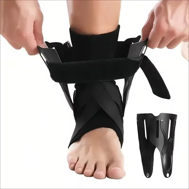 Dual Side Rigid Splint Ankle Brace, Breathable Neoprene Support, Adjustable X Straps, Anti-Inversion Stabilizer, Unisex Sizes S-Xl, Dual Detachable Rigid Stabilizer Plates