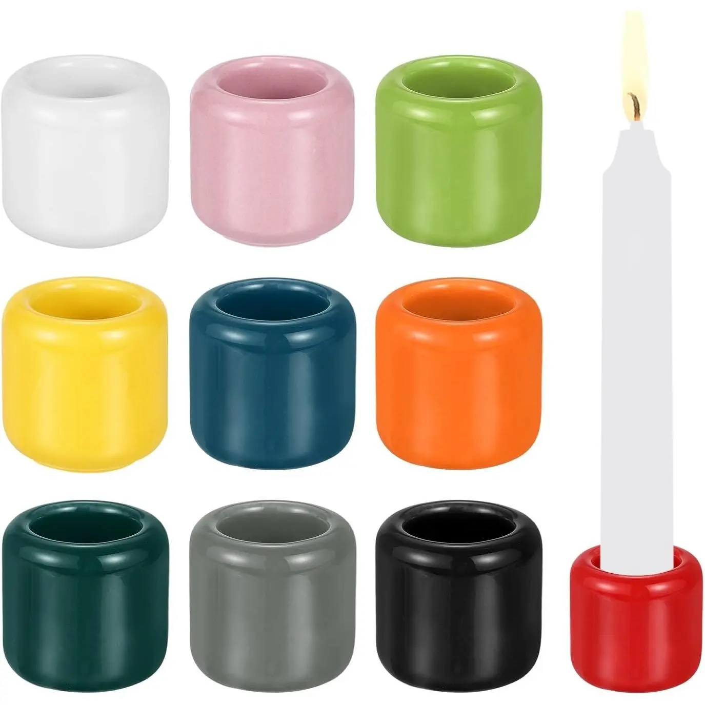 PATIKIL 10 Pcs Chime Candle Holder, 0.9 Inch ID Ceramic Mini Candle Holder for Meditation Spell Supplies Table Centerpieces Home Decoration, Multicolor