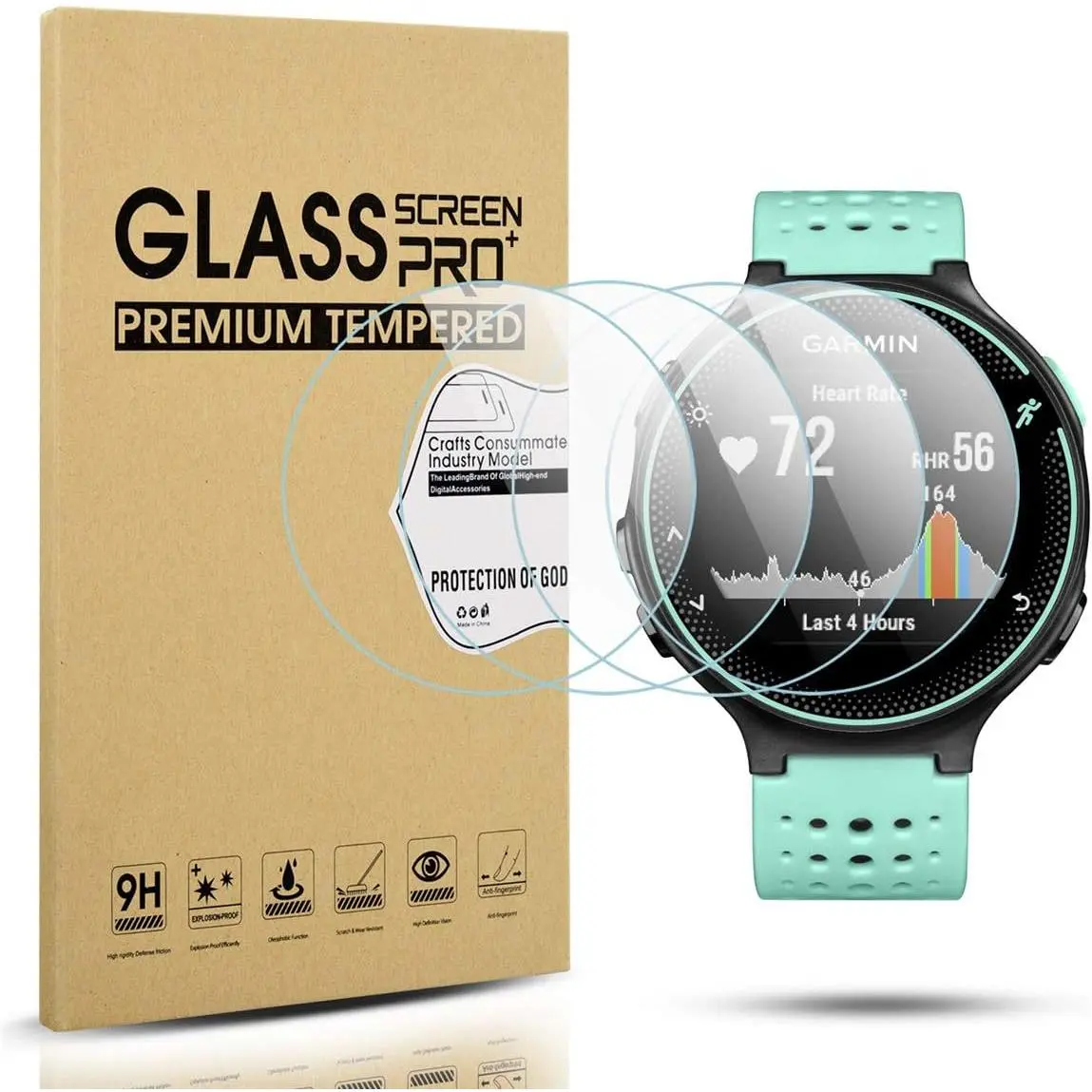 4-Pack for  Forerunner 220/225 / 230/235 / 620/630 Tempered Glass Screen Protector, 2.5D 9H Hardness Ultra-Thin Screen Protective Film [Anti-Scratch]
