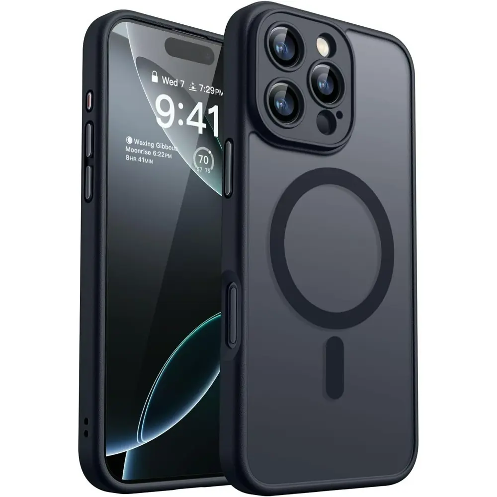 Luxury Magnetic Matte Plastic Armor Case, Shockproof & Translucent Mobile Phone Accessories for iPhone Series (17,16,15,14,13 Pro,12,11 Max Plus,16e,17 Pro) - Multi-Model, Fits iOS, Wireless Charging Compatible