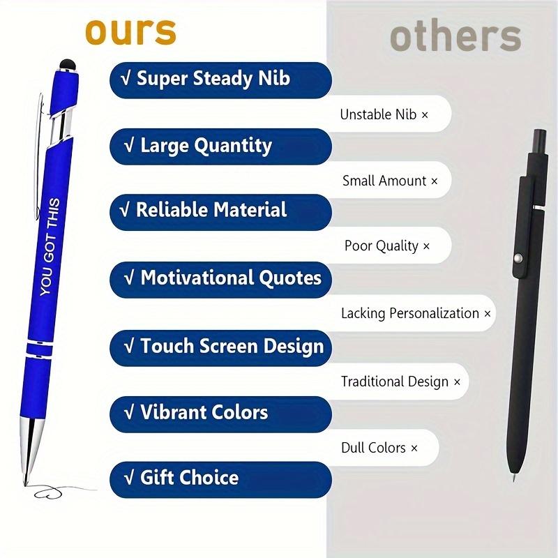 Inspirational Metal Pens Bulk Pack, Handwriting Nib Motivational Ballpoint Pens, Ink Fun Office Supplies Gift for Women Colleagues, Multicolor Pens