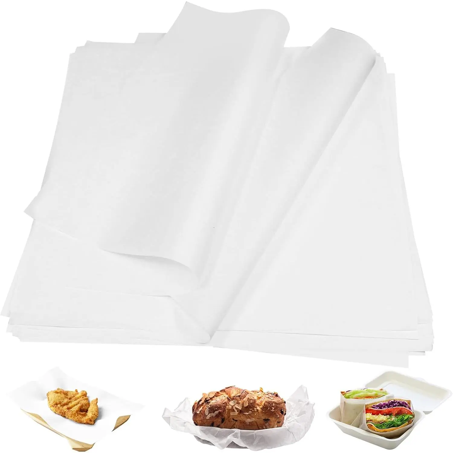 100 count White Deli Paper Sheets 12 x 12 Inch Unbleached Wax Paper for  |  Resistant Sandwich Wrapping Paper for Cookies, Burgers, Kitchen Cooking and BBQ