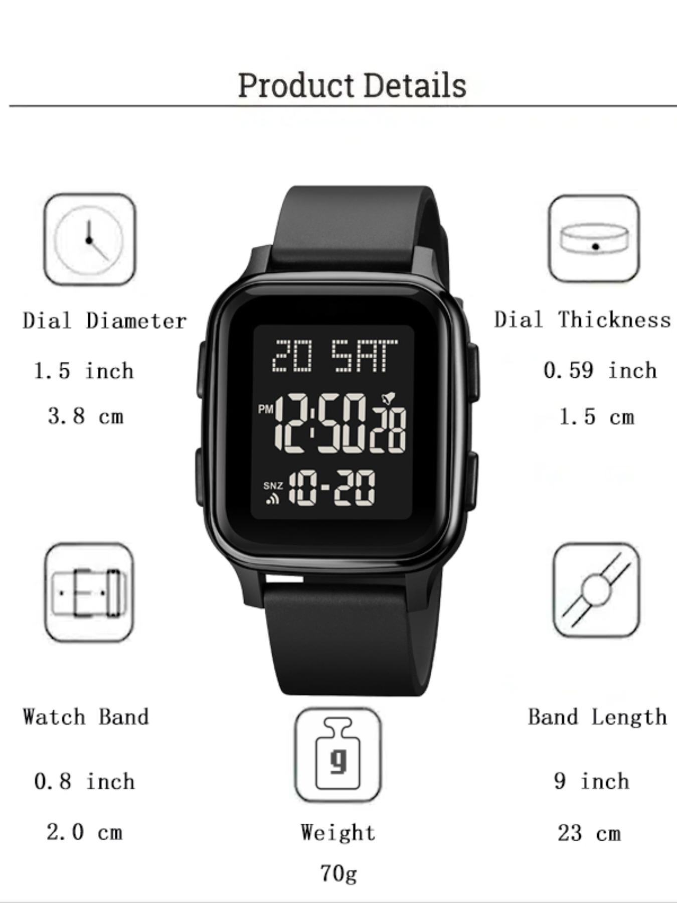 Men's Sporty Digital Watch, Fashionable Digital Watch with Date & Week Display, Waterproof & Sweat-proof Watch for Men for Daily Life, with Box