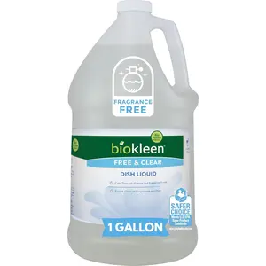 Free & Clear Dish Soap - Dish Liquid, Dishwashing Cleaner, Eco-Friendly, Non-Toxic, Plant-Based, No Artificial Fragrance, Colors or Preservatives, Unscented