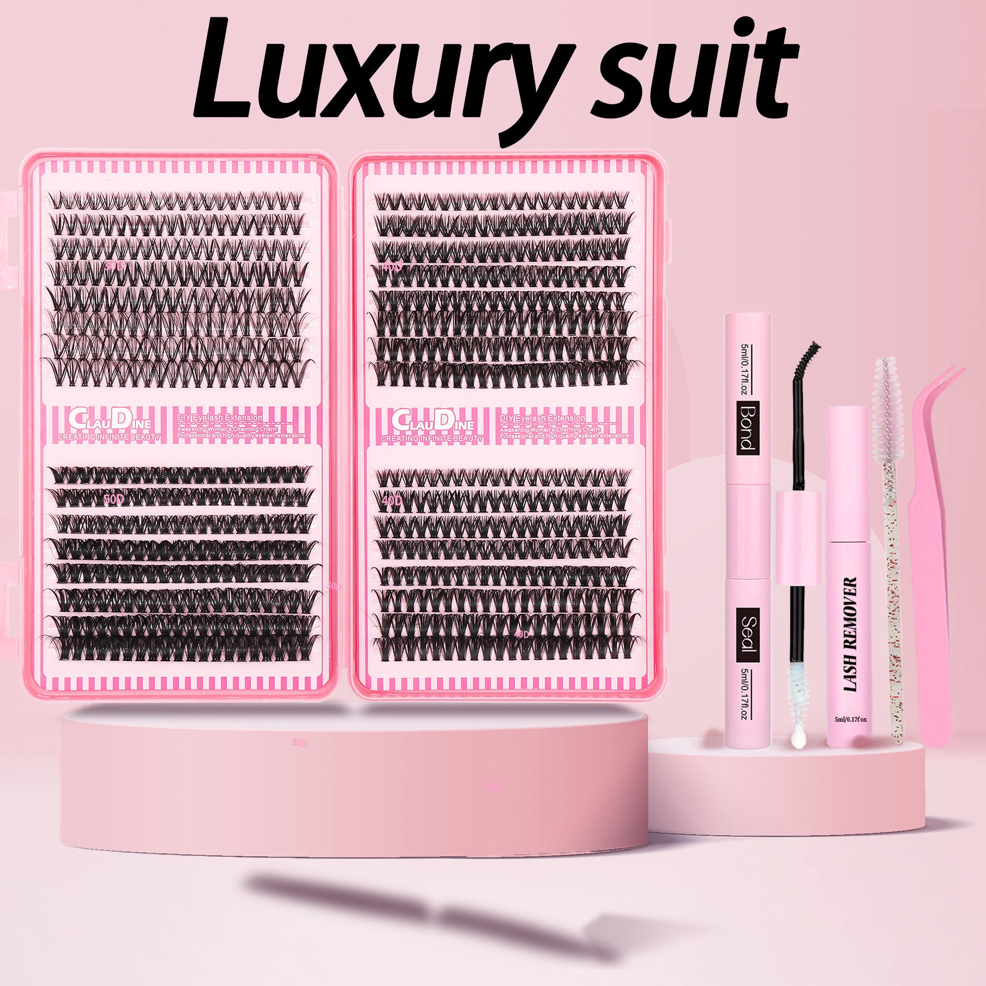 DIY Eyelash Extension Kit - 680pcs D Curl Cluster Lashes With Applicator Tool Bonding & Seal, Tweezers, Remover, Lash Brush And Mixed Length Clusters (10-16mm) - Hypoallergenic, At-Home Professional Lashes, Travel & Home Set (30D/40D/50D Mix)