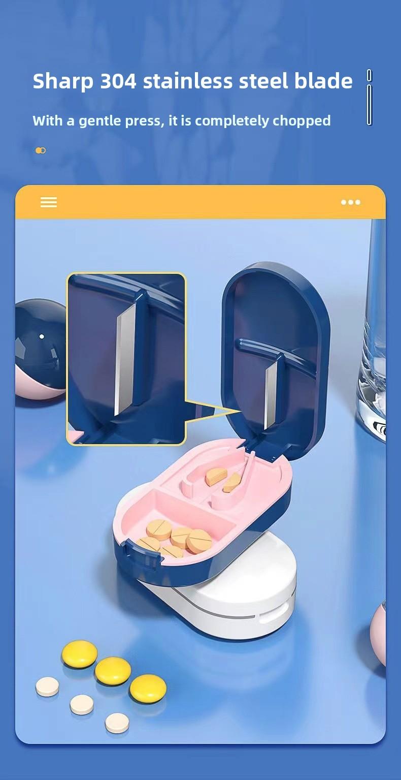 New Pill Cutter Universal Pill Box Cutting Tablet Tool Pill Splitter One-to-Two Portable Moisture-Proof