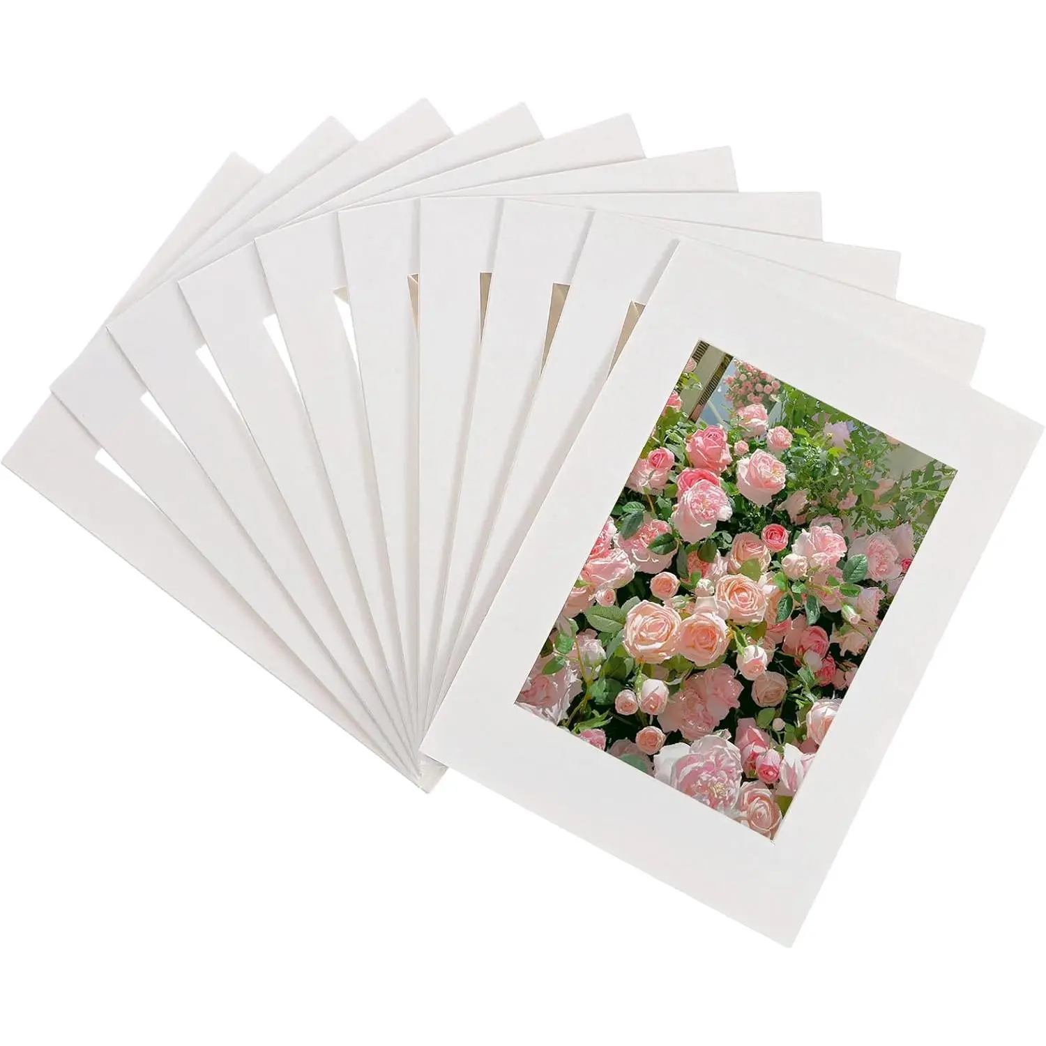 10 Pack 5x7 Picture Frame Mats, 5x7 Matted to 4x6 Pictures with 45° Bevel Cut, Photo Matting for Artwork and Home Decor