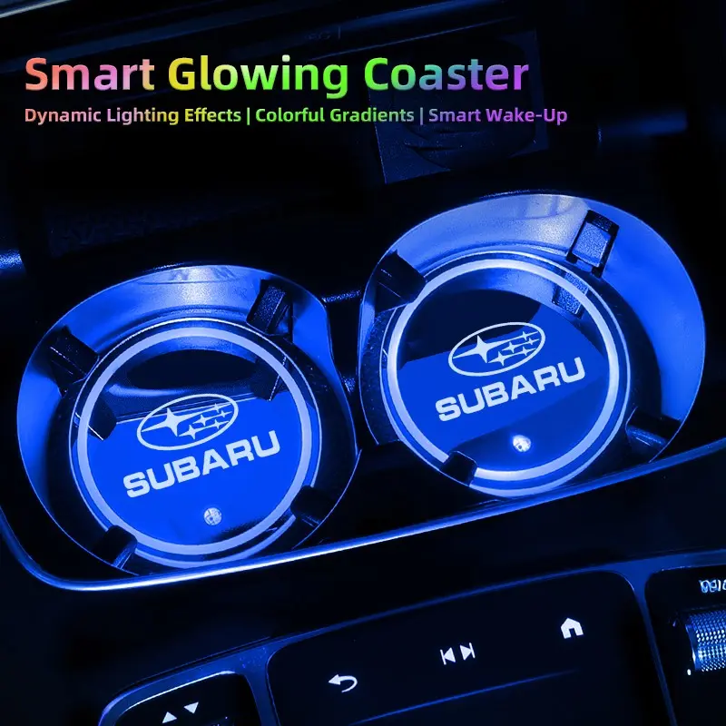 LED Car Cup Holder Light Luminous Coaster Water Cup Pad Car Interior Accessories For Subaru Crosstrek Forester Outback Impreza BRZ WRX Ascent REX Solterra Levorg XV Legacy Exiga Tribeca