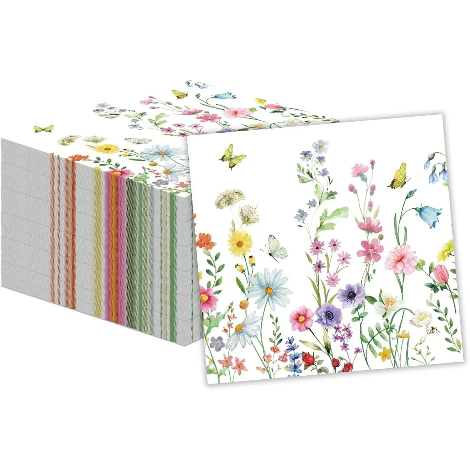 50 Pcs Wildflower Paper Napkins 13 x 13 Inches, Disposable Floral Cocktail Napkins for Spring Summer Picnic Wedding Baby Shower Birthday Tea Party DecorationsGift