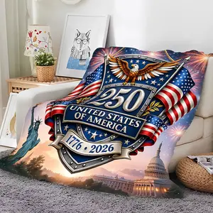 U.S. Constitution 250th Anniversary Blanket 1776-2026 - Ultra-Soft Flannel Throw Suitable for Bed & Sofa, Machine Washable - Bedspread with Historical Design, Gift for History Buffs, Home Decor for &