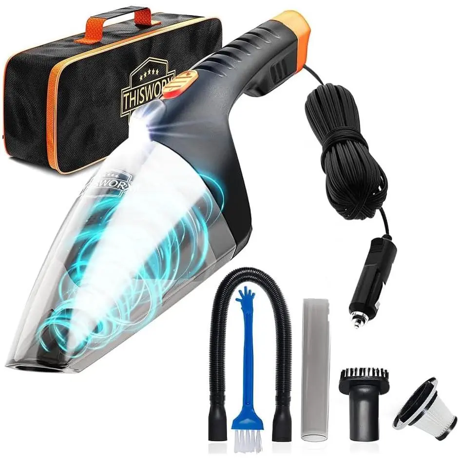 ThisWorx  Vacuum Cleaner 2.0, Portable Handheld Mini Vacuums | 16ft Cord, LED Light, Bag, & Attachments - Small Vacuums for RV, , Travel,  Accessories, Lightweight