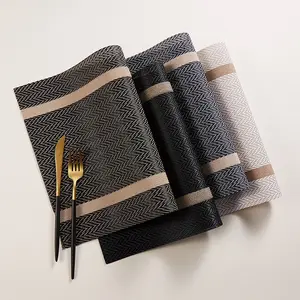 Minimalist PVC Placemat with Jacquard Design, Non-Slip & Washable