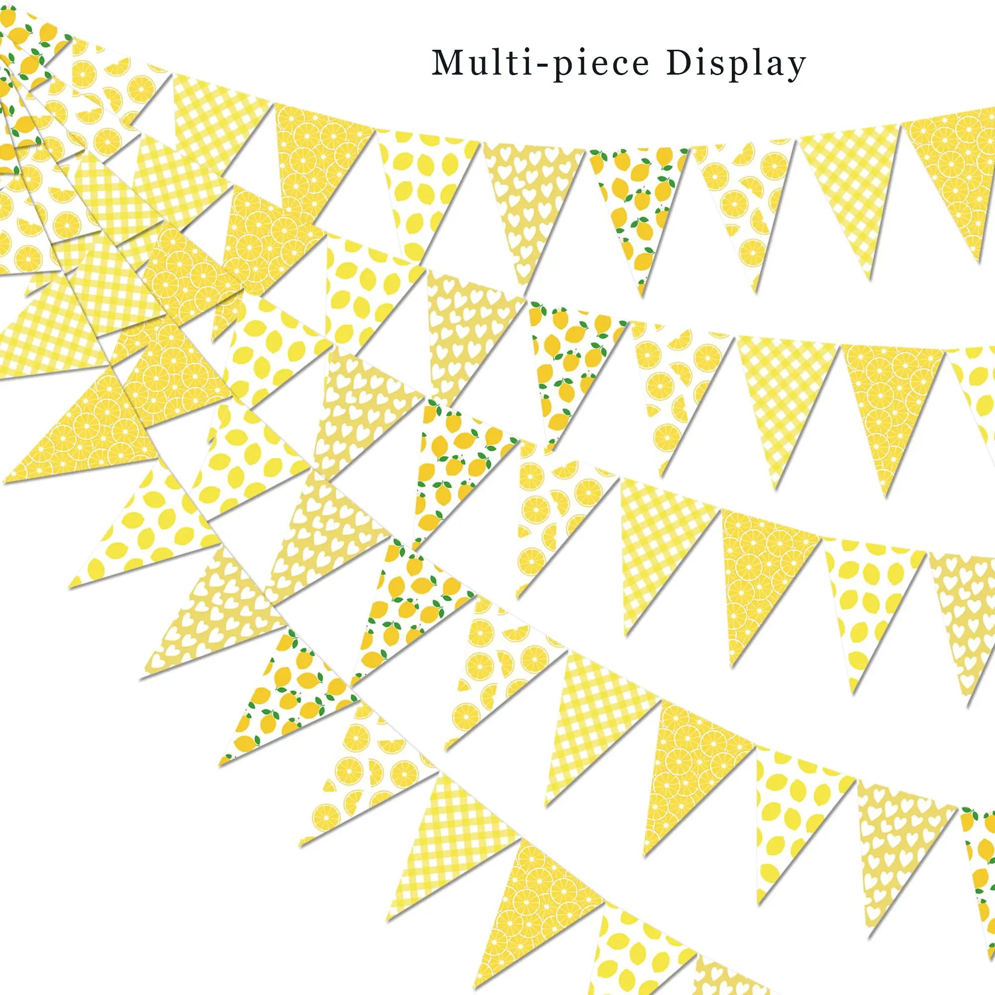 One lemon-themed banner/flag, Bunting Banner, yellow lemon party pennant, Decoration Banners, banner paper, lemonade checkered pattern, suitable for lemonade stands, birthdays, weddings, engagements, and home patio decorations.