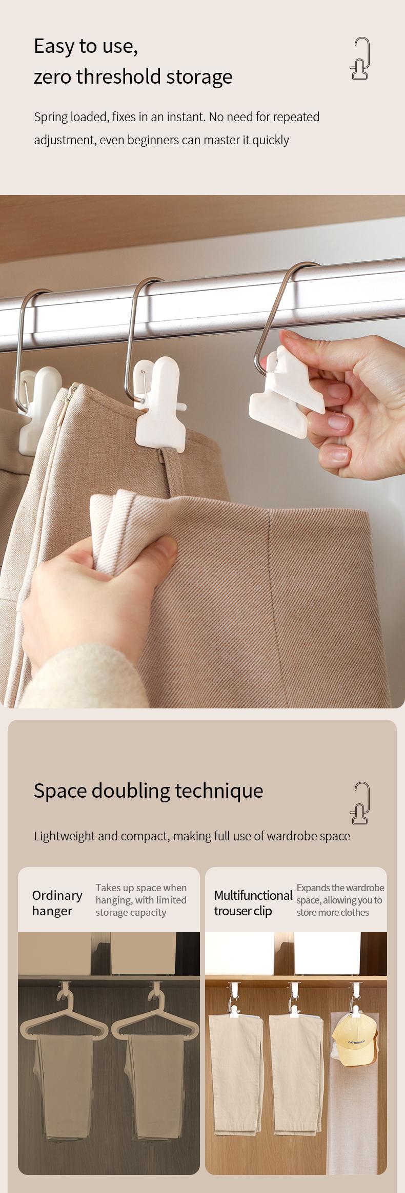 FaSoLa stainless steel single portable non-marking clothes and pants clip with hook for home use