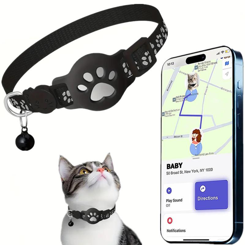 Pet GPS Tracker Collar Works with Apple Find My |   Real-Time Location Waterproof Reflective Safety for Dogs Cats