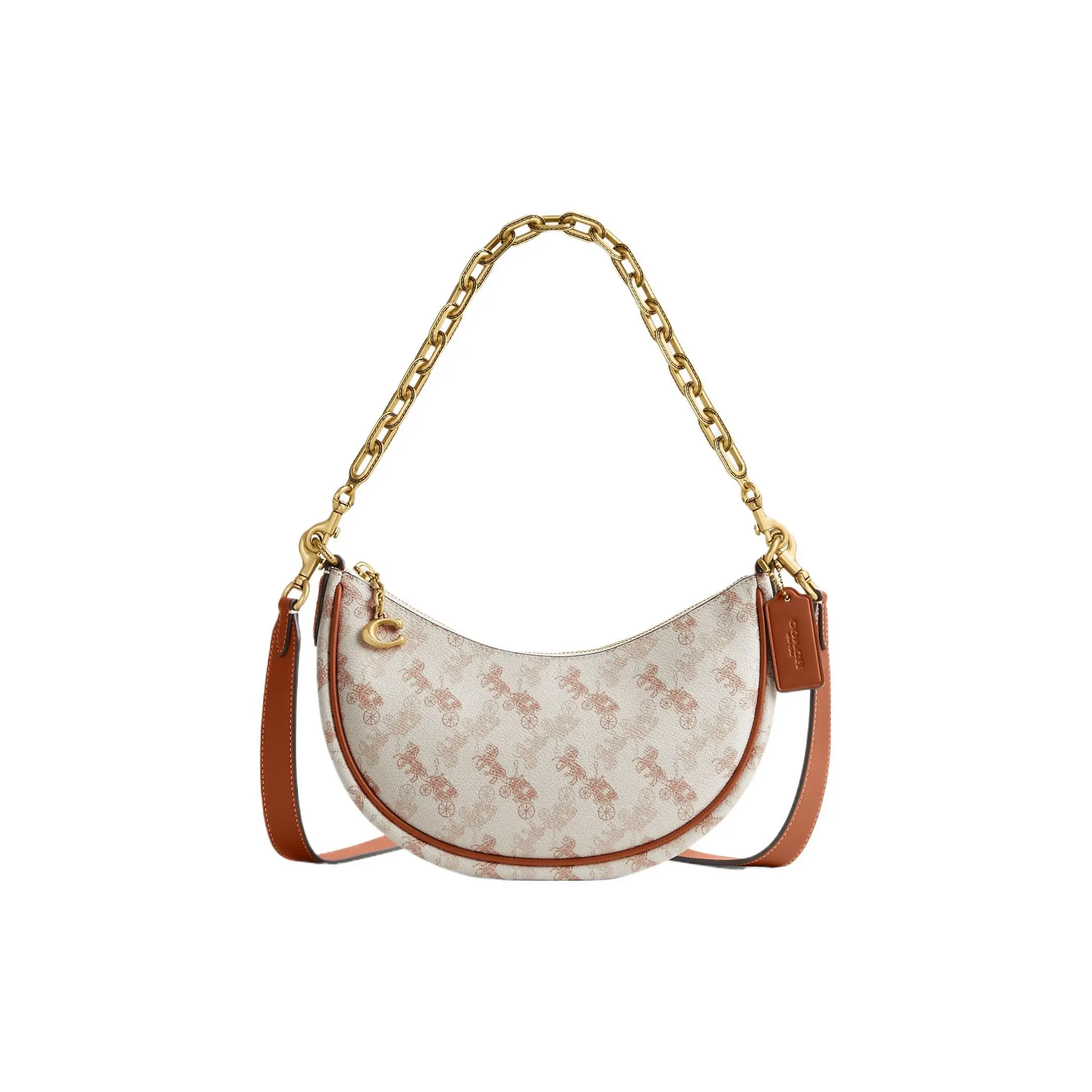 COACH Mira 23 Crossbody Bag for Women – Coated Canvas and Calfskin with Carriage Print in Chalk Polished Amber