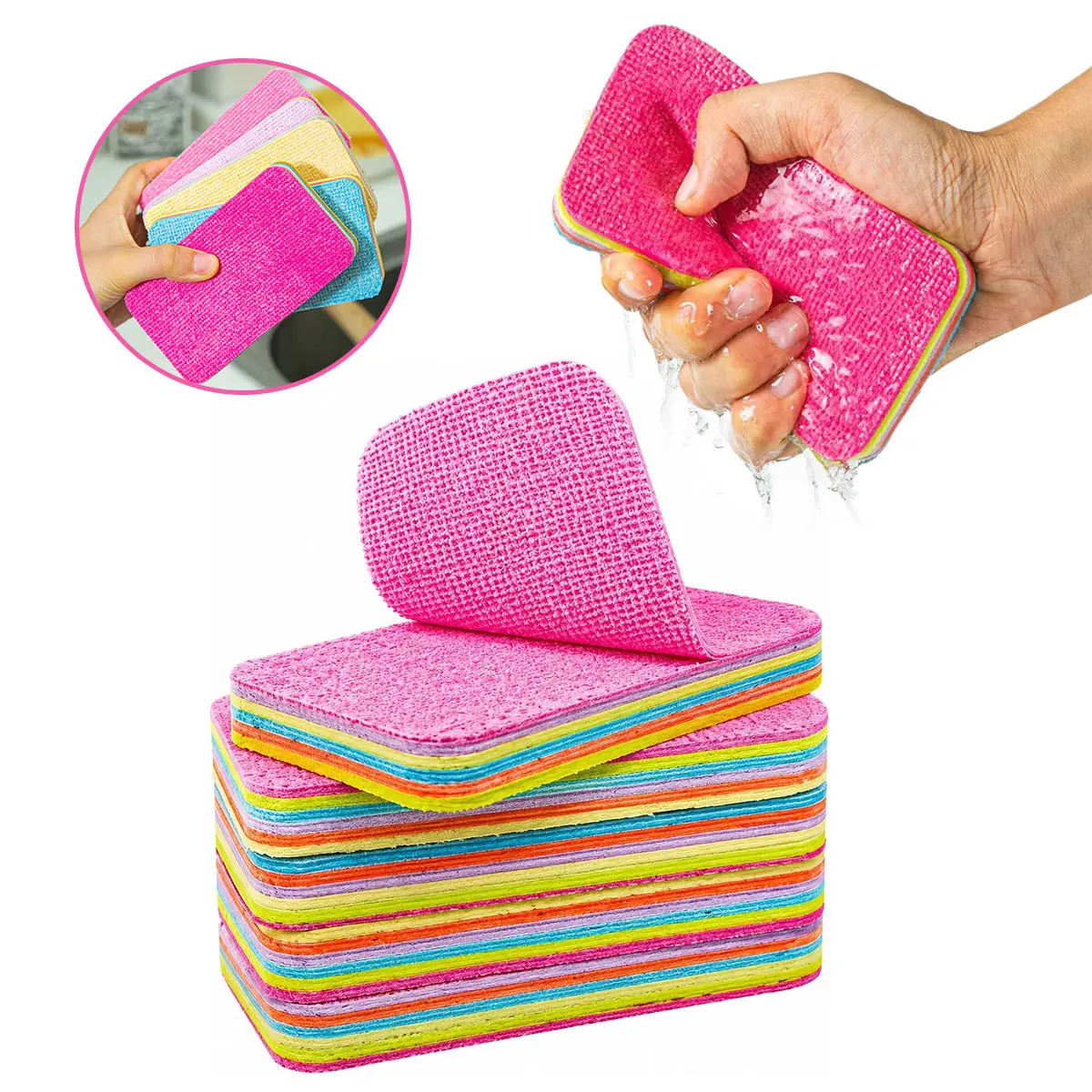 Multiple Layers of Reusable Rags, 12 Layer Peelable Microfiber Sponges, Quick-Dry Microfiber Cleaning Cloths, Ultra Absorbent for Countertop, Sink, Bathroom