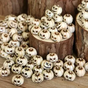20pcs Halloween Mini Pumpkins, Gothic Pumpkin Heads Ornaments for Outdoor Garden Decor, Party Decoration, Antique Style for Pathway & Aquarium Scenes, Lightweight, Garden Decorations