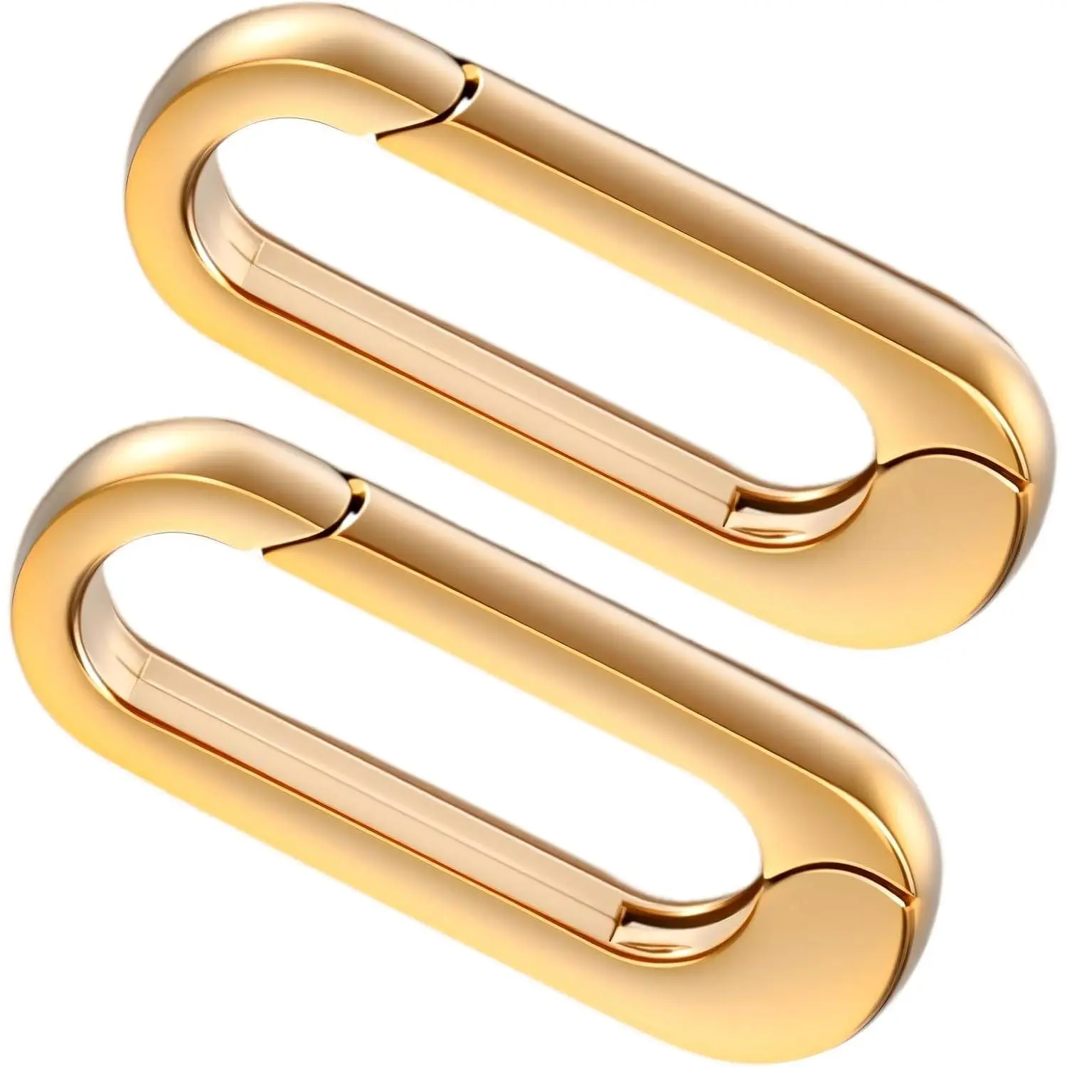 2 count   Clasps 0.7x0.27in Oval 18k  Necklace Enhancer Shortener Spring Bail Clasp Rings Pendant Clasp Connector Carabiner Bracelet Extender for  Bracelet Making