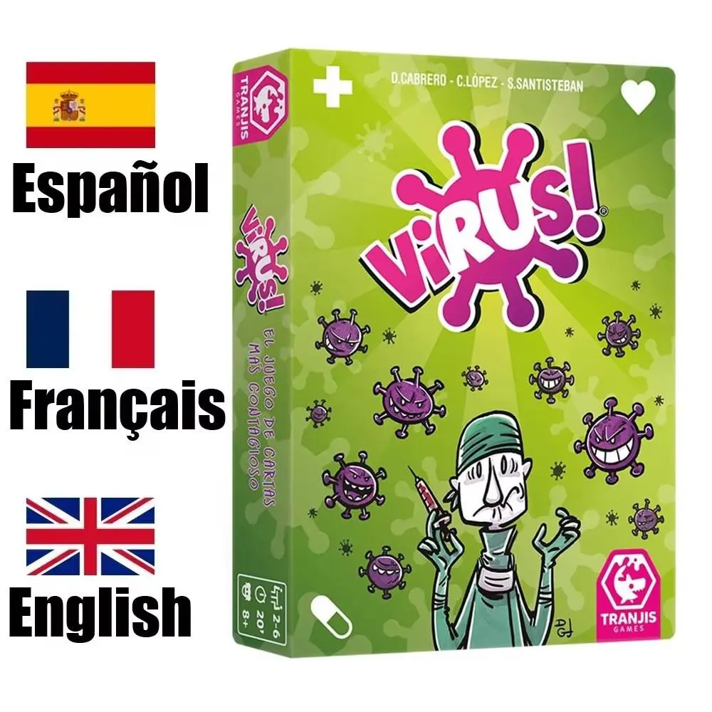 Virus 1 2 3 Board Game, Contagiously Fun Card Game, Spanish English French Versions, Party Game for Fun Family Gatherings