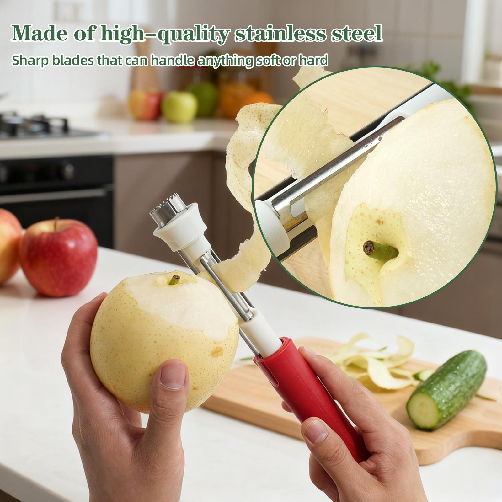 2 in 1 Apple Corer and Peeler Apple Core Removal Tool Stainless Steel Fruit Corer Apple Seed Remover for Cored Apples Pears Bell Peppers and Cakes Kitchen Gadget for Fruit and Vegetable L53