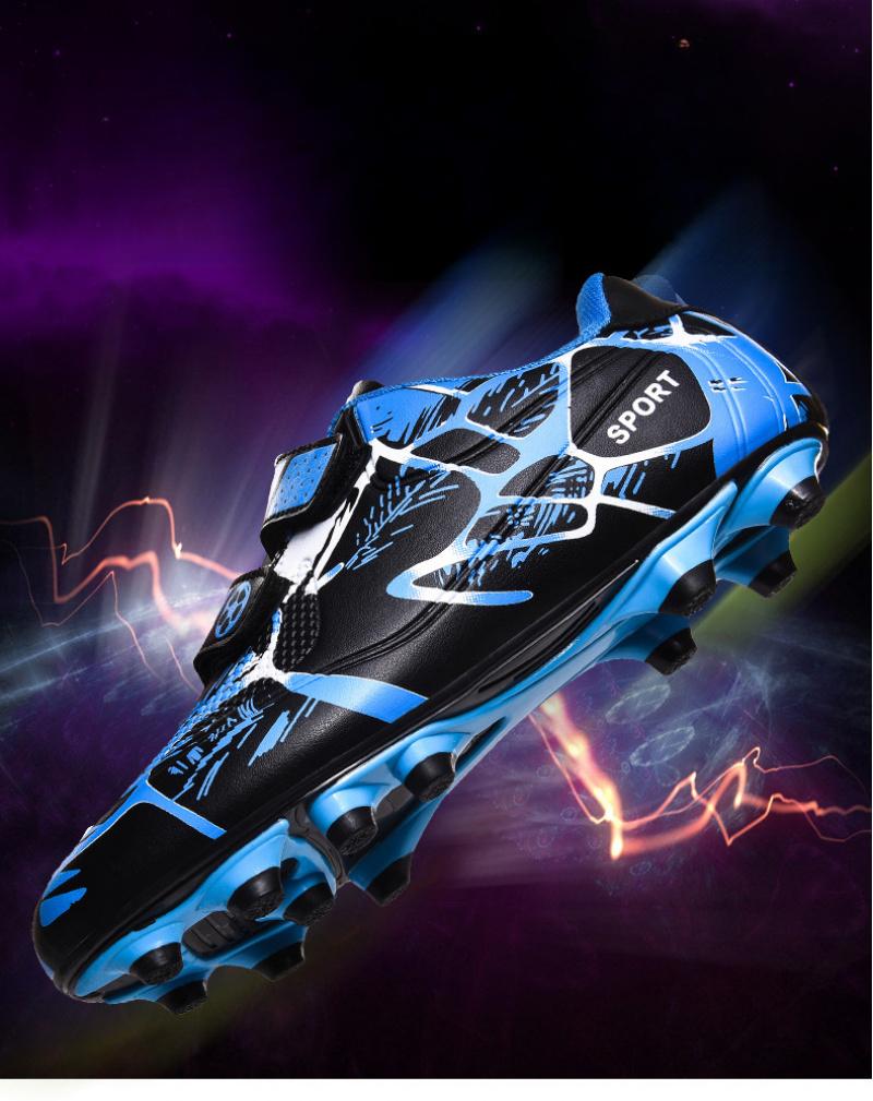 2026 football shoes with Velcro fasteners, large size, for children, boys and girls, with long and short spikes, suitable for primary and secondary school competitions and training, unisex