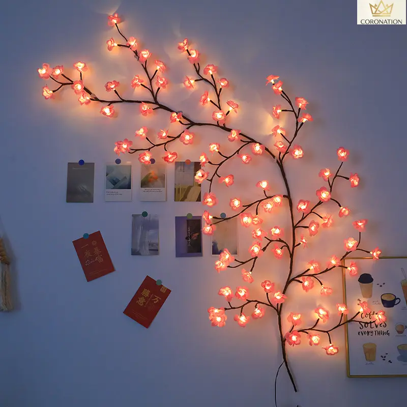 LED Branch Tree Light, Aesthetic Cherry Blossom Lamp with Flexible Rattan Vine Design, Warm Ambient Glow Decorative Light, Bendable Faux Tree Lighting with Color Changing LEDs for Bedroom, Living Room, Party, Wedding and Cozy Home Decor