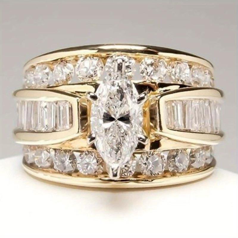 Elegant Shining Ring – Perfect for Weddings Engagements Promises and Bridal Eternity Moments Ideal Gift for Anniversaries Valentine’s Day and Christmas Double Layered Ring