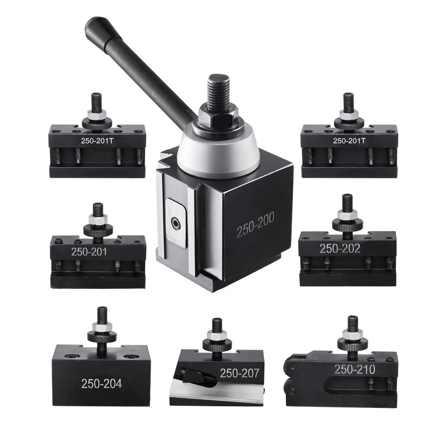VEVOR Quick Change Tool Post Set, 8 Pcs, Includes Lathe Tool Holders, Piston Type Tool Post with Turning Tool Holder Accessories, for Mini Lathe Metal Lathe 10"-15" Swing, Durable Steel Material