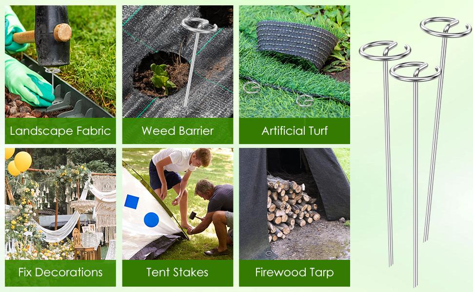 240 Pcs Landscape 6 Inch, 8 Gauge Circle Top Landscape Pins, Galvanized Weed Barrier Stakes for Plant - Not Easy Bend, More Holding Than U-Stakes