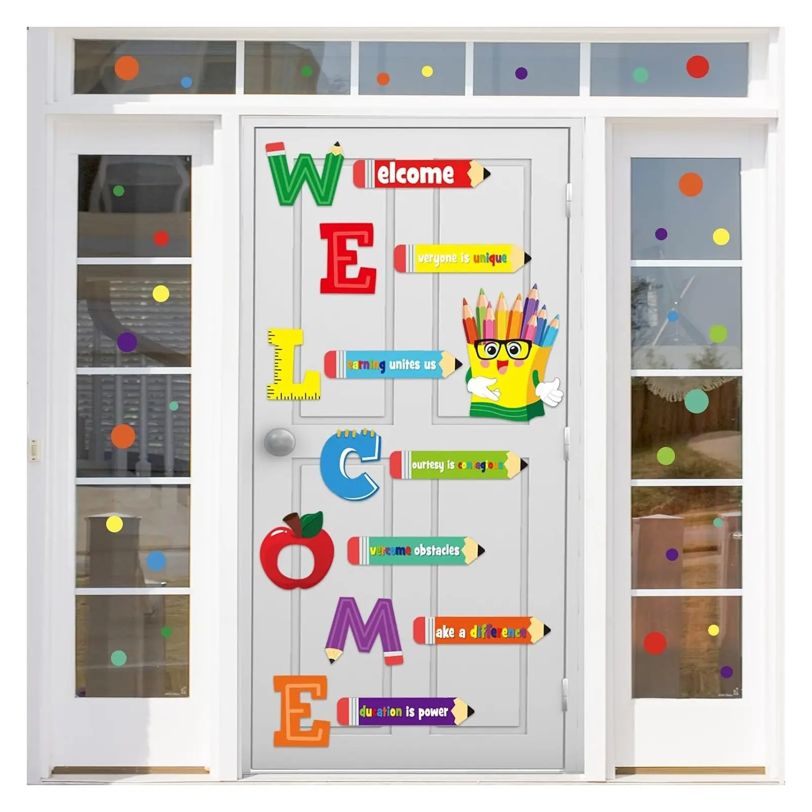 Welcome Window Door Clings Stickers and Poster for Classroom Door Decorations Back to School Party Teacher Supplies for Preschool Kindergarten Elementary Wall Glass Blackboard DecorGift