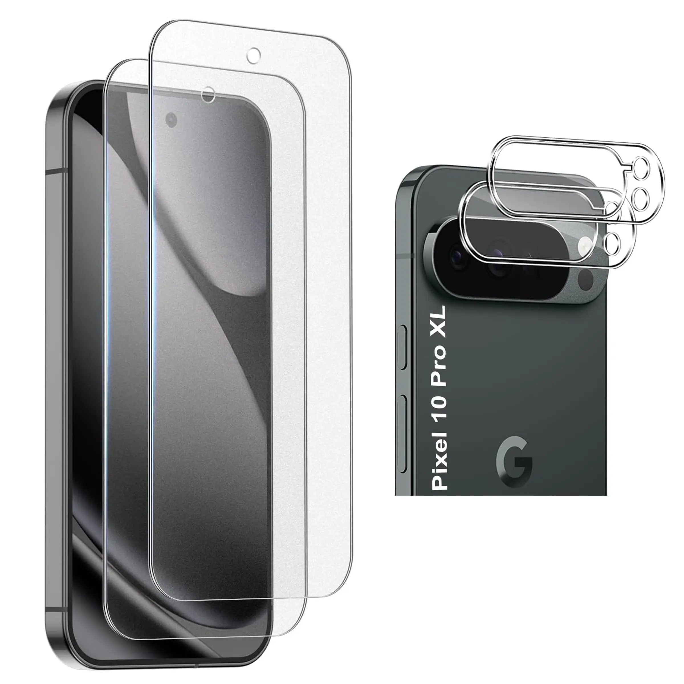 Google Pixel 10 Pro Xl Tempered Glass Screen Protector + Lens Film Accessories, 2-Pack HD Clear Design, Durable, Protective and Perfect Fit